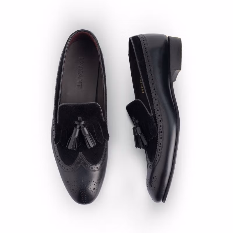 Everest – Kiltie Loafer – Black/Black Suede