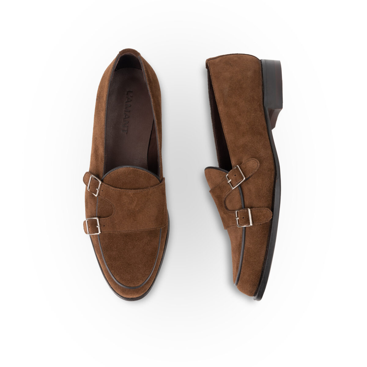 Rowan – Double Strap Loafer – Dark Brown Suede