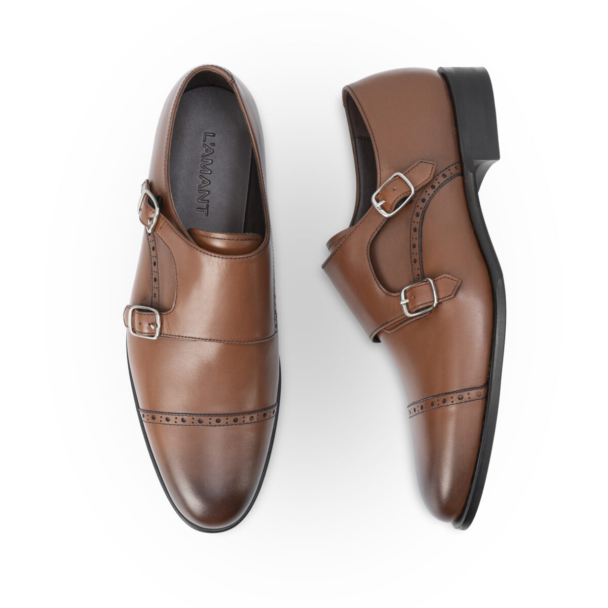 Neat – Brogues Double Monkstrap – Mid Brown
