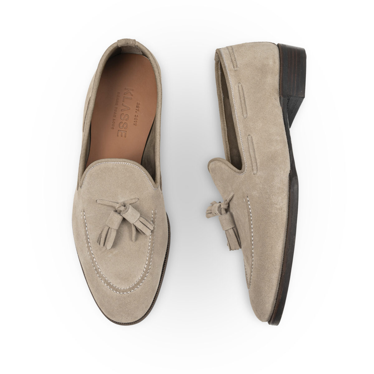 Athena – Unlined Tassel Loafer – Ivory Suede